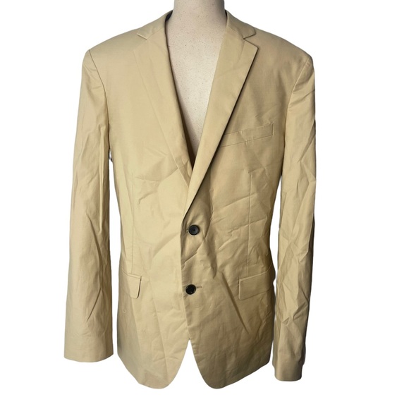 NWT Theory Men's $545 Rodolf N HL Blazer Dark Sandal Reverse Sateen Beige Tan 44 - Picture 2 of 6